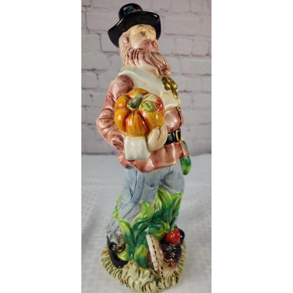 Kaldun & Bogle Pilgrim Figurine Thanksgiving Give Thanks Turkey Vegetables Corn